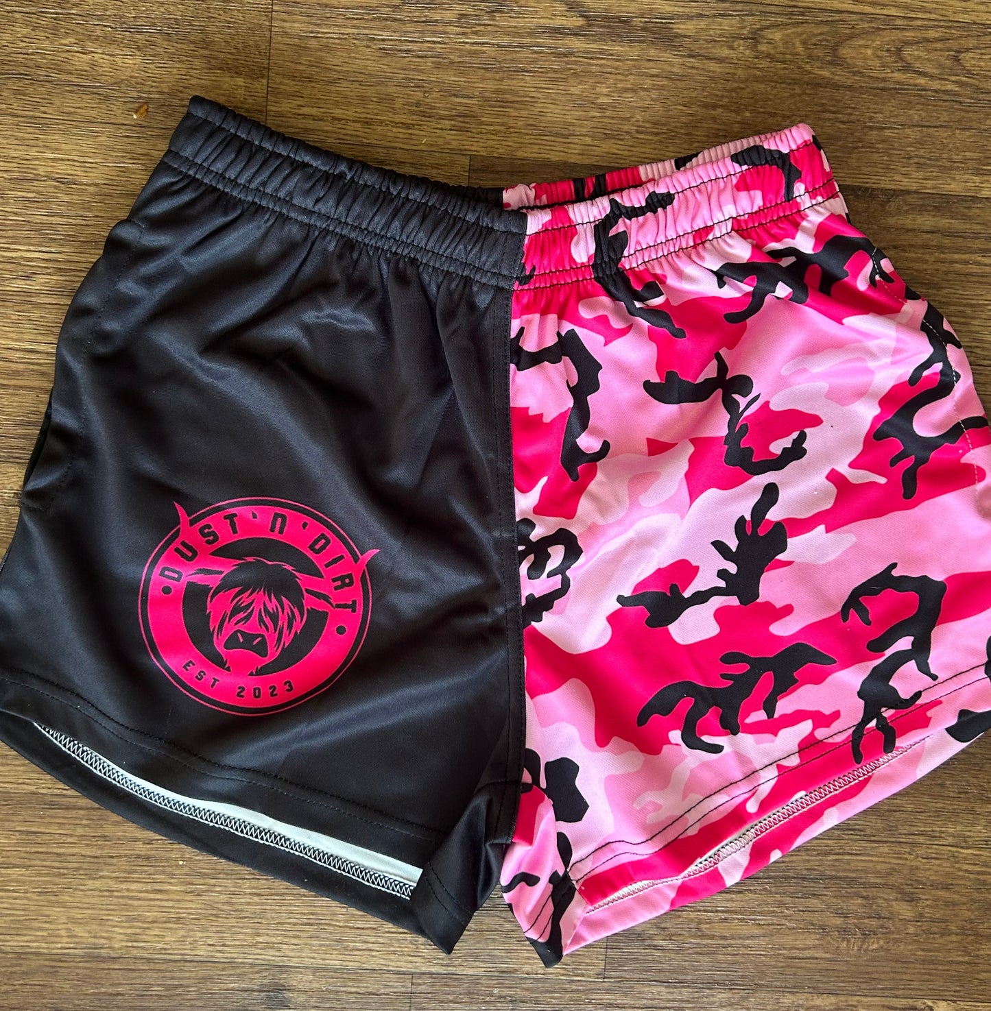 Pink Camo footy shorts